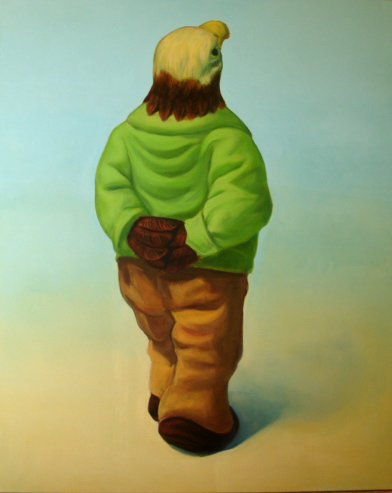 "Promeneur en bois", 130/152cm, acrylique sur toile 2009