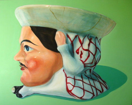 "Tête cendrier en porcelaine", 152/130cm, acrylique sur toile 2009 